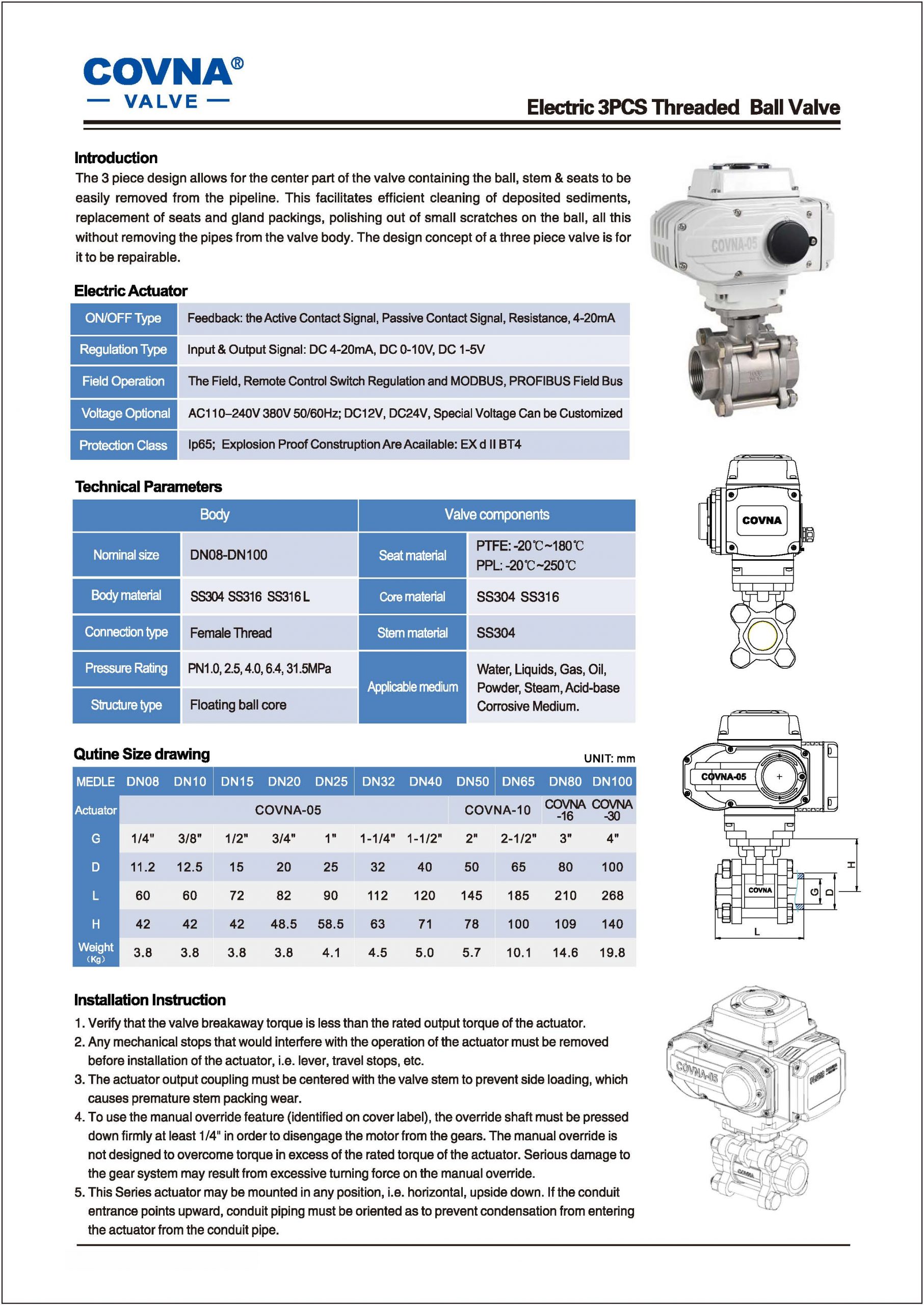 3Pieces Stainless Steel Ball Valve
