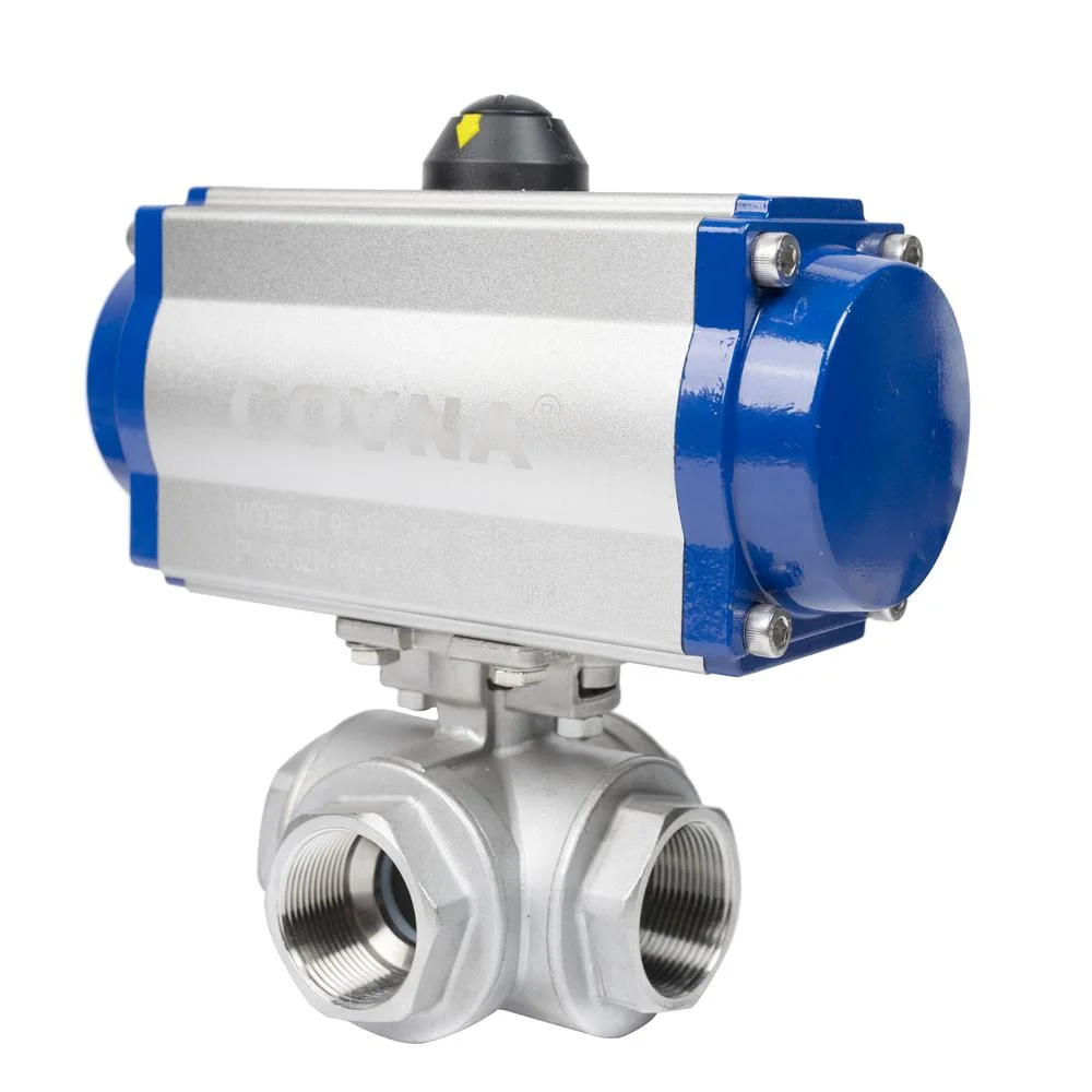 COVNA HK56T Series Pneumatic 3 Way Thread Ball Valve