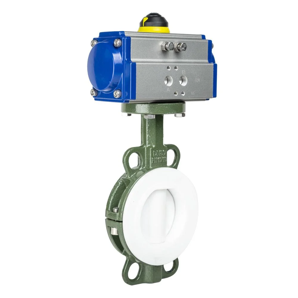 PTFE Sealed Pneumatic Actuator Fluorine Lined Butterfly Valve