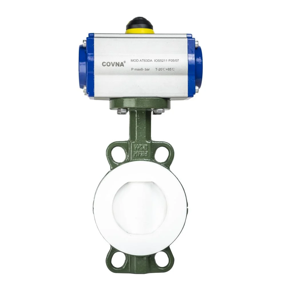 PTFE Sealed Pneumatic Actuator Fluorine Lined Butterfly Valve