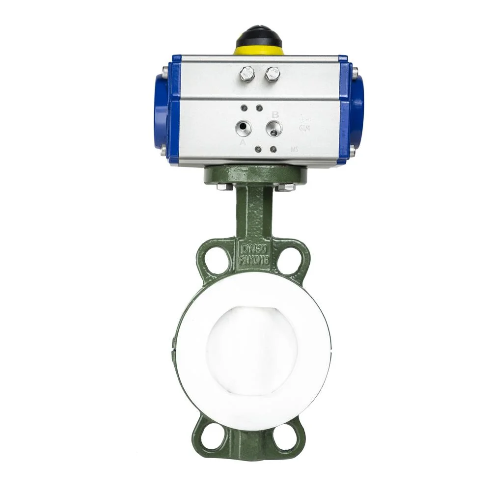 PTFE Sealed Pneumatic Actuator Fluorine Lined Butterfly Valve