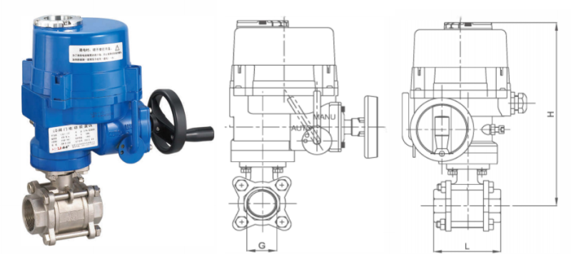 Iso 22153 Explosion Proof Electric Actuator 2 Way 3PCS Motorized Ball Valve