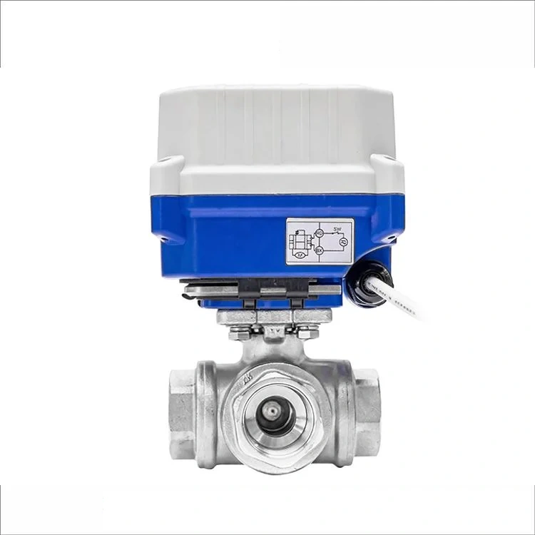COVNA HK63-S-T 3 Way Stainless Steel Electric Ball Valve